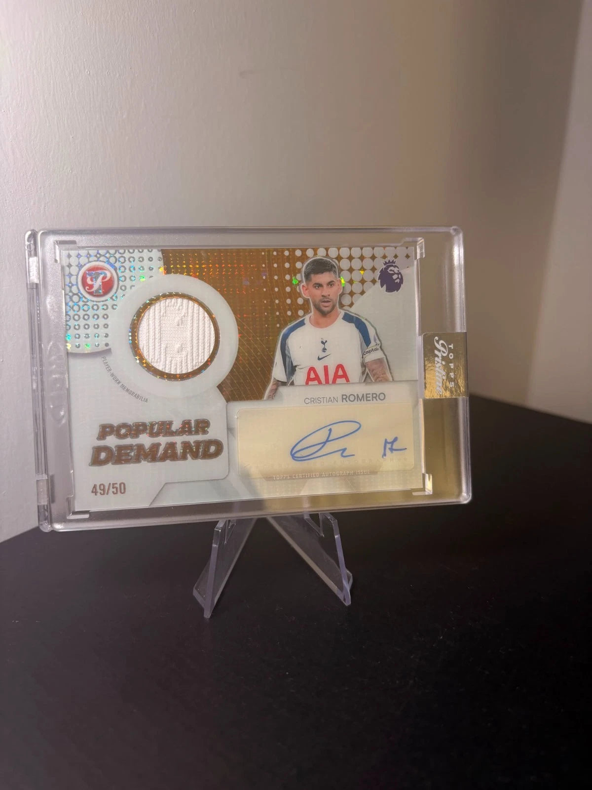 Topps Pristine Popular Demand Cristian Romero Patch Auto Relic /50 Tottenham Hotspur