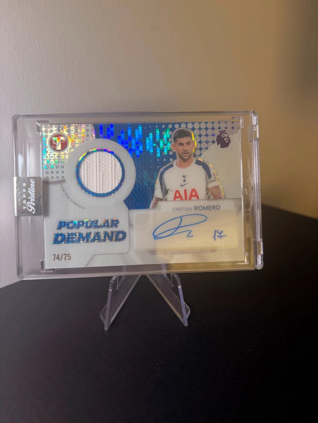 Topps Pristine Popular Demand Cristian Romero Patch Auto Relic /75 Tottenham