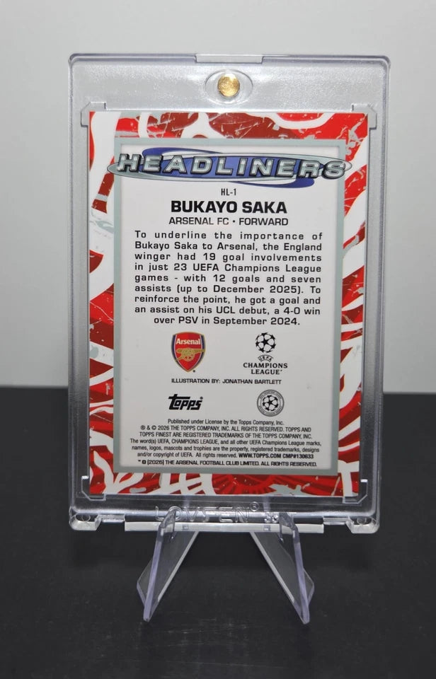 Topps Finest UCC Bukayo Saka HEADLINERS Case Hit Arsenal